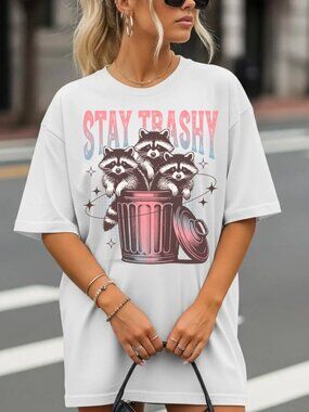 Stay Trashy Raccoon Tee Trash Panda Pastel Goth Indie Alt Retro Kawaii Trashcore